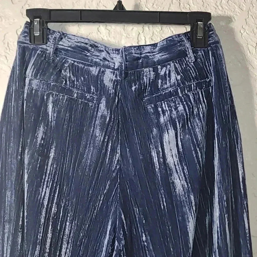 Treasure & Bond relaxed fit wide leg plisse velvet pants nwot size 4 - Picture 6 of 7